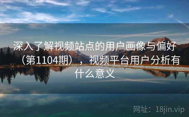 深入了解视频站点的用户画像与偏好（第1104期），视频平台用户分析有什么意义