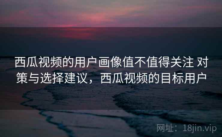 西瓜视频的用户画像值不值得关注 对策与选择建议，西瓜视频的目标用户